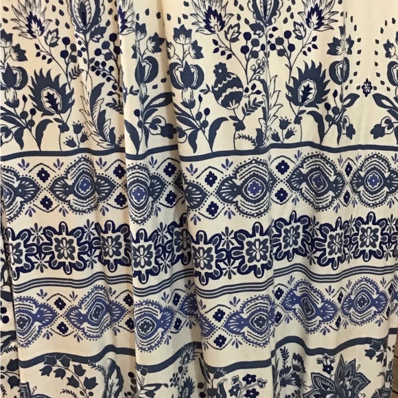 LOFT Blue and White Sundress Sleeveless Scoop Neck - Picture 6 of 8